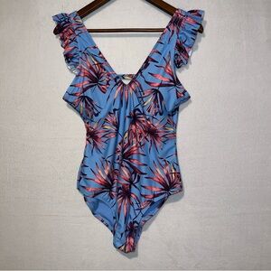 Jessica Simpson NWT Tropical Print Ruffle One-Piece Swimsuit